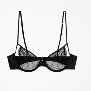 Zara Lace Satin Sheer Cutout Bra